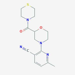 molecular formula C16H20N4O2S B6437886 6-methyl-2-[2-(thiomorpholine-4-carbonyl)morpholin-4-yl]pyridine-3-carbonitrile CAS No. 2549031-00-5