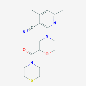 molecular formula C17H22N4O2S B6437930 4,6-dimethyl-2-[2-(thiomorpholine-4-carbonyl)morpholin-4-yl]pyridine-3-carbonitrile CAS No. 2549007-60-3