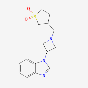 molecular formula C19H27N3O2S B6437948 3-{[3-(2-tert-butyl-1H-1,3-benzodiazol-1-yl)azetidin-1-yl]methyl}-1lambda6-thiolane-1,1-dione CAS No. 2549024-21-5