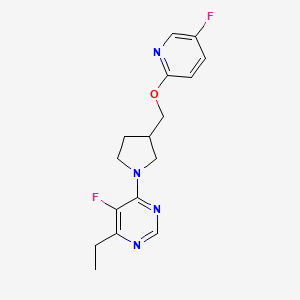 molecular formula C16H18F2N4O B6438057 4-ethyl-5-fluoro-6-(3-{[(5-fluoropyridin-2-yl)oxy]methyl}pyrrolidin-1-yl)pyrimidine CAS No. 2549066-03-5