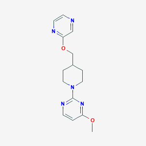 molecular formula C15H19N5O2 B6438137 4-methoxy-2-{4-[(pyrazin-2-yloxy)methyl]piperidin-1-yl}pyrimidine CAS No. 2549028-90-0
