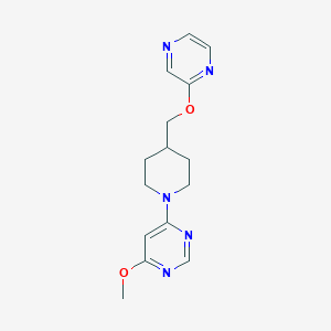 molecular formula C15H19N5O2 B6438144 4-methoxy-6-{4-[(pyrazin-2-yloxy)methyl]piperidin-1-yl}pyrimidine CAS No. 2548982-43-8