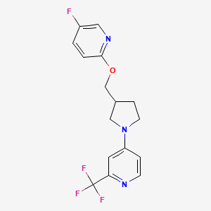 molecular formula C16H15F4N3O B6438199 4-(3-{[(5-fluoropyridin-2-yl)oxy]methyl}pyrrolidin-1-yl)-2-(trifluoromethyl)pyridine CAS No. 2549036-40-8