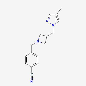 molecular formula C16H18N4 B6438205 4-({3-[(4-methyl-1H-pyrazol-1-yl)methyl]azetidin-1-yl}methyl)benzonitrile CAS No. 2548977-00-8