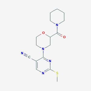 molecular formula C16H21N5O2S B6438223 2-(methylsulfanyl)-4-[2-(piperidine-1-carbonyl)morpholin-4-yl]pyrimidine-5-carbonitrile CAS No. 2549031-73-2