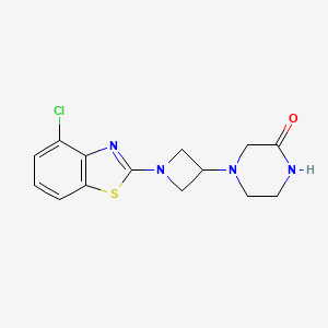 molecular formula C14H15ClN4OS B6438255 4-[1-(4-chloro-1,3-benzothiazol-2-yl)azetidin-3-yl]piperazin-2-one CAS No. 2549006-46-2