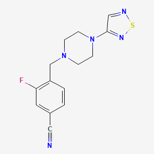 molecular formula C14H14FN5S B6438263 3-fluoro-4-{[4-(1,2,5-thiadiazol-3-yl)piperazin-1-yl]methyl}benzonitrile CAS No. 2549056-09-7