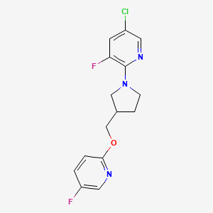 molecular formula C15H14ClF2N3O B6438264 5-chloro-3-fluoro-2-(3-{[(5-fluoropyridin-2-yl)oxy]methyl}pyrrolidin-1-yl)pyridine CAS No. 2549032-51-9