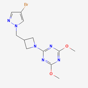 molecular formula C12H15BrN6O2 B6438270 2-{3-[(4-bromo-1H-pyrazol-1-yl)methyl]azetidin-1-yl}-4,6-dimethoxy-1,3,5-triazine CAS No. 2549032-48-4