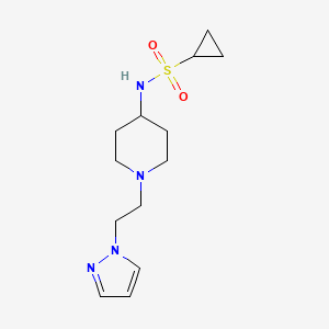 molecular formula C13H22N4O2S B6438387 N-{1-[2-(1H-pyrazol-1-yl)ethyl]piperidin-4-yl}cyclopropanesulfonamide CAS No. 2549009-71-2