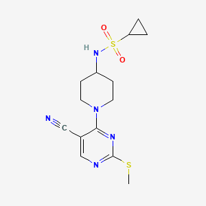 molecular formula C14H19N5O2S2 B6438394 N-{1-[5-cyano-2-(methylsulfanyl)pyrimidin-4-yl]piperidin-4-yl}cyclopropanesulfonamide CAS No. 2549015-13-4