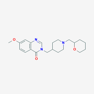 molecular formula C21H29N3O3 B6438415 7-methoxy-3-({1-[(oxan-2-yl)methyl]piperidin-4-yl}methyl)-3,4-dihydroquinazolin-4-one CAS No. 2549014-72-2