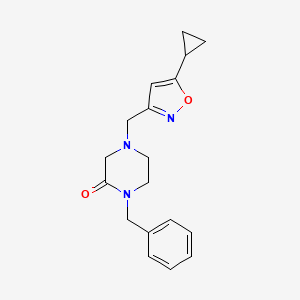 molecular formula C18H21N3O2 B6438430 1-benzyl-4-[(5-cyclopropyl-1,2-oxazol-3-yl)methyl]piperazin-2-one CAS No. 2548983-74-8
