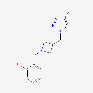 molecular formula C15H18FN3 B6438435 1-({1-[(2-fluorophenyl)methyl]azetidin-3-yl}methyl)-4-methyl-1H-pyrazole CAS No. 2548983-97-5