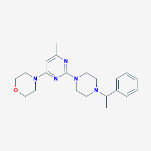 molecular formula C21H29N5O B6438530 4-{6-methyl-2-[4-(1-phenylethyl)piperazin-1-yl]pyrimidin-4-yl}morpholine CAS No. 2548986-78-1