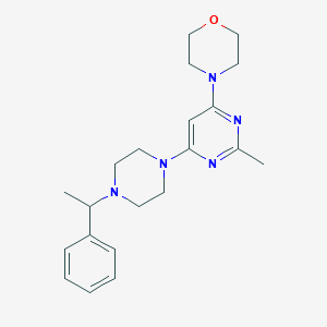 molecular formula C21H29N5O B6438537 4-{2-methyl-6-[4-(1-phenylethyl)piperazin-1-yl]pyrimidin-4-yl}morpholine CAS No. 2549066-23-9