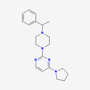 molecular formula C20H27N5 B6438542 2-[4-(1-phenylethyl)piperazin-1-yl]-4-(pyrrolidin-1-yl)pyrimidine CAS No. 2549063-08-1