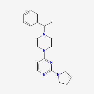 molecular formula C20H27N5 B6438545 4-[4-(1-phenylethyl)piperazin-1-yl]-2-(pyrrolidin-1-yl)pyrimidine CAS No. 2549001-01-4