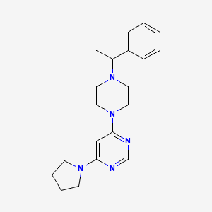 molecular formula C20H27N5 B6438546 4-[4-(1-phenylethyl)piperazin-1-yl]-6-(pyrrolidin-1-yl)pyrimidine CAS No. 2549010-28-6