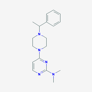 molecular formula C18H25N5 B6438569 N,N-dimethyl-4-[4-(1-phenylethyl)piperazin-1-yl]pyrimidin-2-amine CAS No. 2548990-37-8