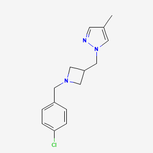 molecular formula C15H18ClN3 B6438578 1-({1-[(4-chlorophenyl)methyl]azetidin-3-yl}methyl)-4-methyl-1H-pyrazole CAS No. 2549001-25-2