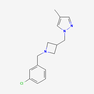 molecular formula C15H18ClN3 B6438582 1-({1-[(3-chlorophenyl)methyl]azetidin-3-yl}methyl)-4-methyl-1H-pyrazole CAS No. 2549019-09-0