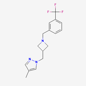 molecular formula C16H18F3N3 B6438606 4-methyl-1-[(1-{[3-(trifluoromethyl)phenyl]methyl}azetidin-3-yl)methyl]-1H-pyrazole CAS No. 2549023-04-1