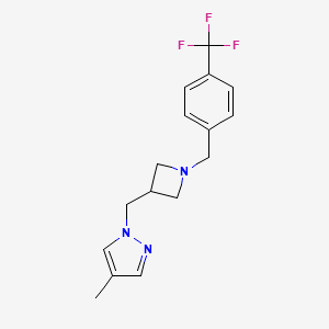 molecular formula C16H18F3N3 B6438614 4-methyl-1-[(1-{[4-(trifluoromethyl)phenyl]methyl}azetidin-3-yl)methyl]-1H-pyrazole CAS No. 2549023-11-0