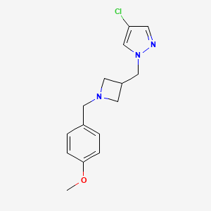 molecular formula C15H18ClN3O B6438627 4-chloro-1-({1-[(4-methoxyphenyl)methyl]azetidin-3-yl}methyl)-1H-pyrazole CAS No. 2549039-14-5