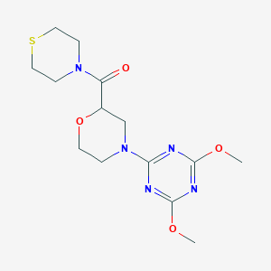 molecular formula C14H21N5O4S B6438639 2,4-dimethoxy-6-[2-(thiomorpholine-4-carbonyl)morpholin-4-yl]-1,3,5-triazine CAS No. 2549062-51-1