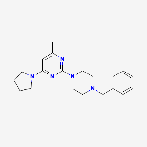 4-methyl-2-[4-(1-phenylethyl)piperazin-1-yl]-6-(pyrrolidin-1-yl)pyrimidine
