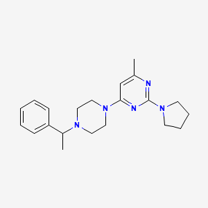 molecular formula C21H29N5 B6438652 4-methyl-6-[4-(1-phenylethyl)piperazin-1-yl]-2-(pyrrolidin-1-yl)pyrimidine CAS No. 2549016-98-8