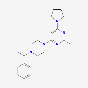 molecular formula C21H29N5 B6438662 2-methyl-4-[4-(1-phenylethyl)piperazin-1-yl]-6-(pyrrolidin-1-yl)pyrimidine CAS No. 2549006-69-9