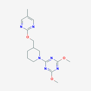 molecular formula C16H22N6O3 B6438665 2,4-dimethoxy-6-(3-{[(5-methylpyrimidin-2-yl)oxy]methyl}piperidin-1-yl)-1,3,5-triazine CAS No. 2549055-60-7