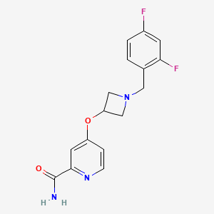 molecular formula C16H15F2N3O2 B6438680 4-({1-[(2,4-difluorophenyl)methyl]azetidin-3-yl}oxy)pyridine-2-carboxamide CAS No. 2549039-92-9