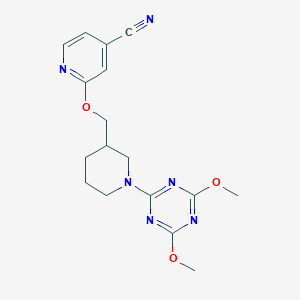 molecular formula C17H20N6O3 B6438694 2-{[1-(4,6-dimethoxy-1,3,5-triazin-2-yl)piperidin-3-yl]methoxy}pyridine-4-carbonitrile CAS No. 2548997-37-9