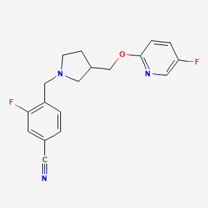 3-fluoro-4-[(3-{[(5-fluoropyridin-2-yl)oxy]methyl}pyrrolidin-1-yl)methyl]benzonitrile