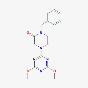 molecular formula C16H19N5O3 B6438743 1-benzyl-4-(4,6-dimethoxy-1,3,5-triazin-2-yl)piperazin-2-one CAS No. 2549026-02-8