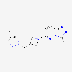 molecular formula C14H17N7 B6438766 4-methyl-1-[(1-{3-methyl-[1,2,4]triazolo[4,3-b]pyridazin-6-yl}azetidin-3-yl)methyl]-1H-pyrazole CAS No. 2549050-55-5