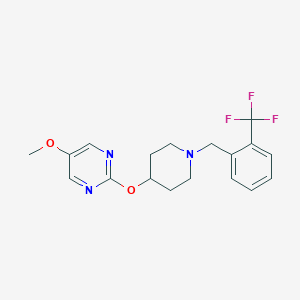 molecular formula C18H20F3N3O2 B6438809 5-methoxy-2-[(1-{[2-(trifluoromethyl)phenyl]methyl}piperidin-4-yl)oxy]pyrimidine CAS No. 2548980-76-1