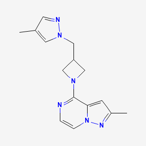 molecular formula C15H18N6 B6438815 4-methyl-1-[(1-{2-methylpyrazolo[1,5-a]pyrazin-4-yl}azetidin-3-yl)methyl]-1H-pyrazole CAS No. 2549064-65-3