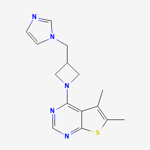 molecular formula C15H17N5S B6438845 1-[(1-{5,6-dimethylthieno[2,3-d]pyrimidin-4-yl}azetidin-3-yl)methyl]-1H-imidazole CAS No. 2549064-93-7