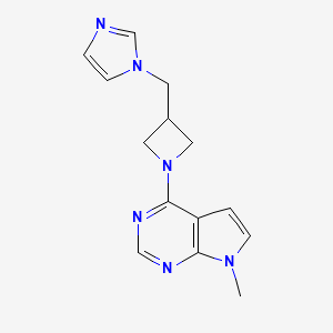 molecular formula C14H16N6 B6438854 1-[(1-{7-methyl-7H-pyrrolo[2,3-d]pyrimidin-4-yl}azetidin-3-yl)methyl]-1H-imidazole CAS No. 2549055-41-4
