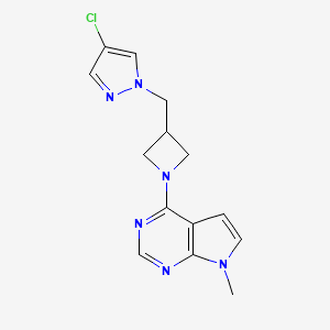 molecular formula C14H15ClN6 B6438860 4-chloro-1-[(1-{7-methyl-7H-pyrrolo[2,3-d]pyrimidin-4-yl}azetidin-3-yl)methyl]-1H-pyrazole CAS No. 2549031-58-3