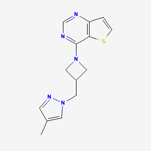 molecular formula C14H15N5S B6438886 4-methyl-1-[(1-{thieno[3,2-d]pyrimidin-4-yl}azetidin-3-yl)methyl]-1H-pyrazole CAS No. 2549006-42-8