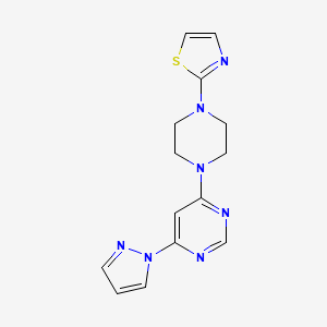 molecular formula C14H15N7S B6438911 4-(1H-pyrazol-1-yl)-6-[4-(1,3-thiazol-2-yl)piperazin-1-yl]pyrimidine CAS No. 2549014-22-2