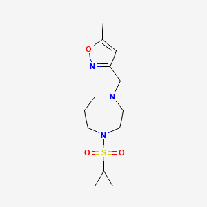 molecular formula C13H21N3O3S B6438960 1-(cyclopropanesulfonyl)-4-[(5-methyl-1,2-oxazol-3-yl)methyl]-1,4-diazepane CAS No. 2549023-94-9