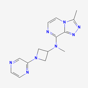 molecular formula C14H16N8 B6438966 N-methyl-N-{3-methyl-[1,2,4]triazolo[4,3-a]pyrazin-8-yl}-1-(pyrazin-2-yl)azetidin-3-amine CAS No. 2549011-37-0