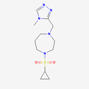 molecular formula C12H21N5O2S B6438978 1-(cyclopropanesulfonyl)-4-[(4-methyl-4H-1,2,4-triazol-3-yl)methyl]-1,4-diazepane CAS No. 2548980-73-8