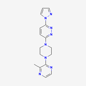 molecular formula C16H18N8 B6438993 3-[4-(3-methylpyrazin-2-yl)piperazin-1-yl]-6-(1H-pyrazol-1-yl)pyridazine CAS No. 2548997-64-2